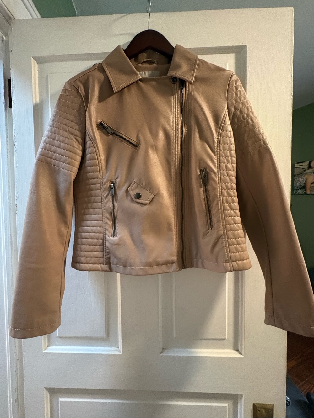 Wishlist Blush Quilted Faux Leather Moto Jacket